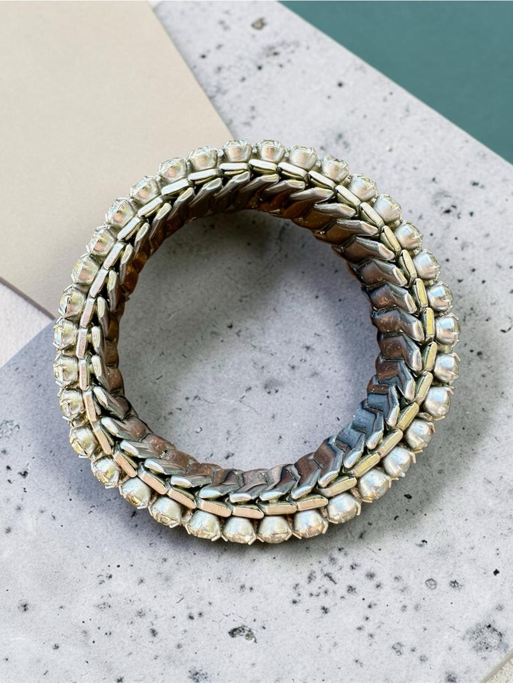 Vintage Expandable Rhinestone Bracelet 4 Rows - Picture 4 of 6